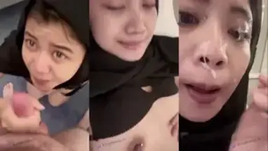 Ukhti Hijab Cantik Piercing Disembur Sperma Muka
